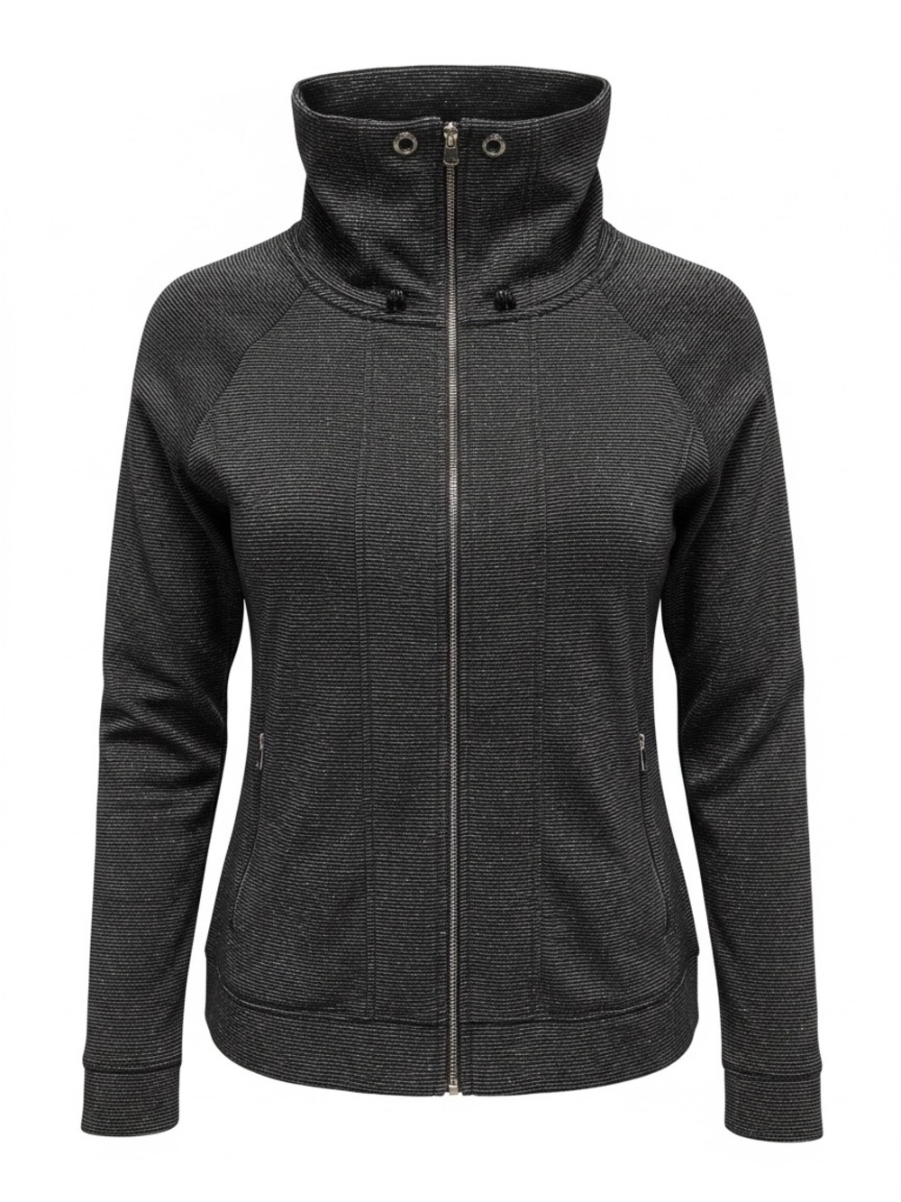 Lorna Jane Life Metallic Silver Stripe Azalea Zip Jacket - Small